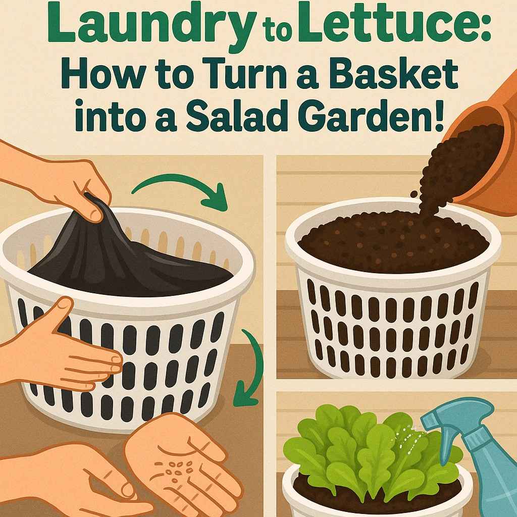 Turn Laundry Basket into Lettuce Garden